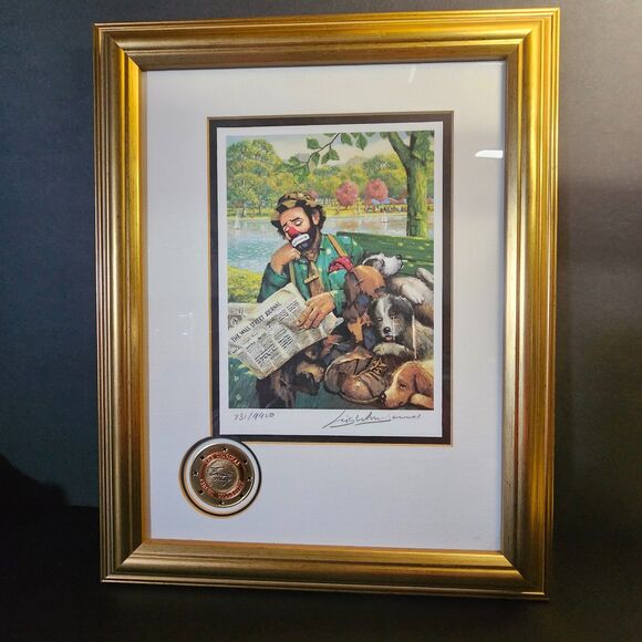 Sunday In The Park Emmett Kelly Signed Lithograph #731/9900 Sad Clown Circus